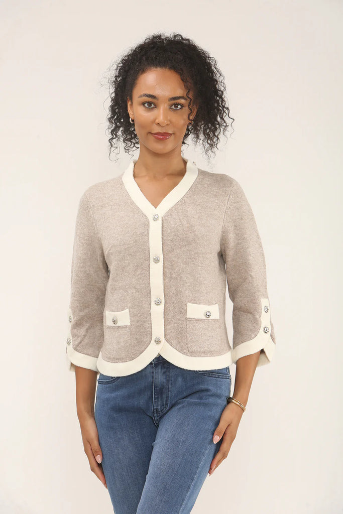 2 Tone Knitted Jacket Mocha